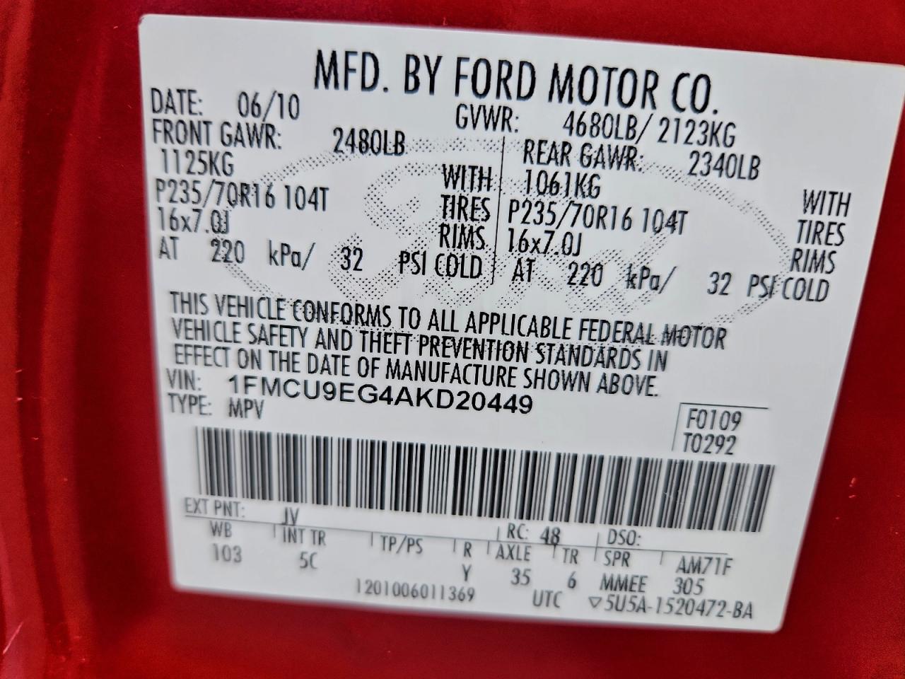 2010 FORD ESCAPE LIMITED photo 13