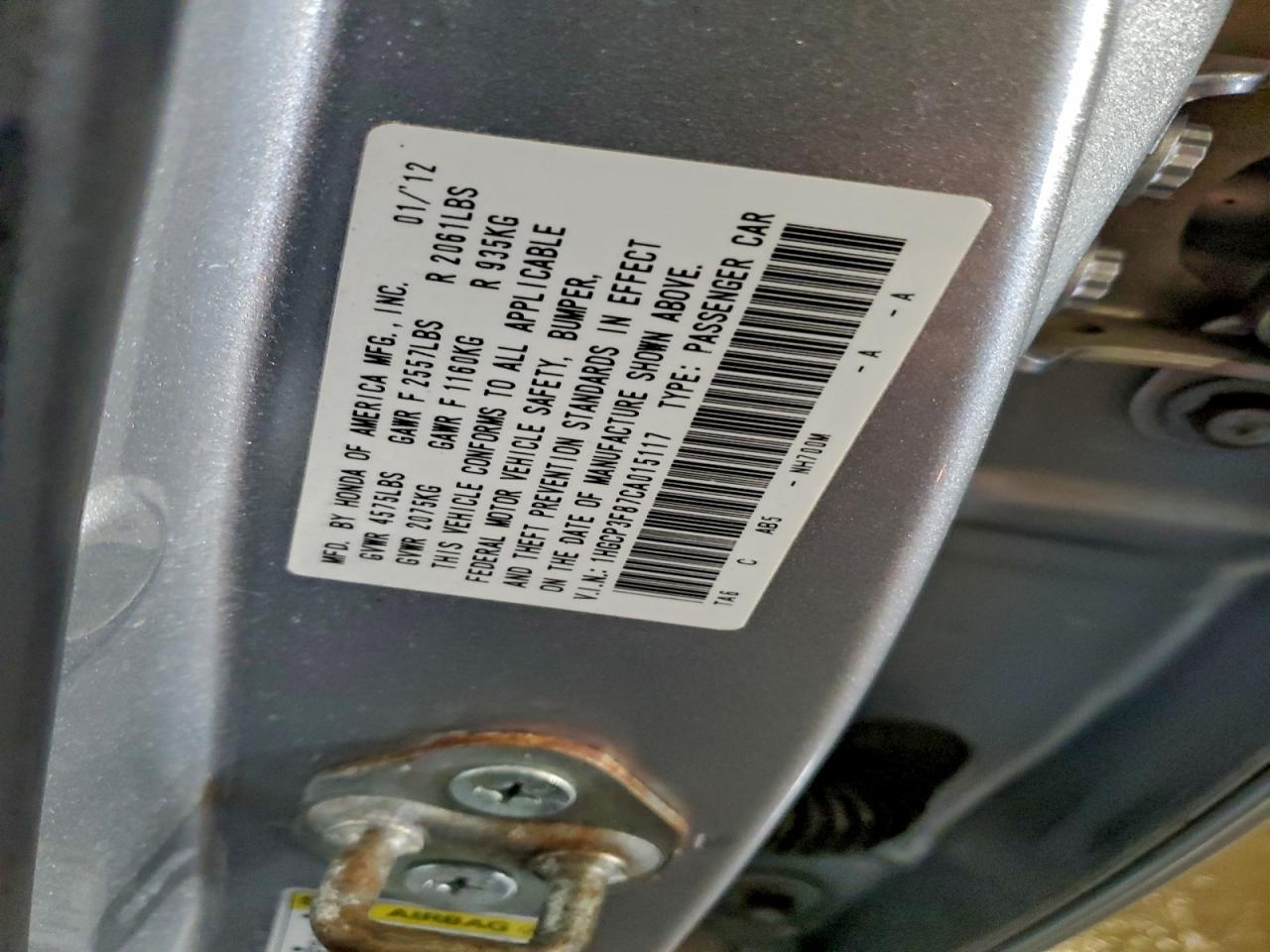 2012 HONDA ACCORD EXL photo 23