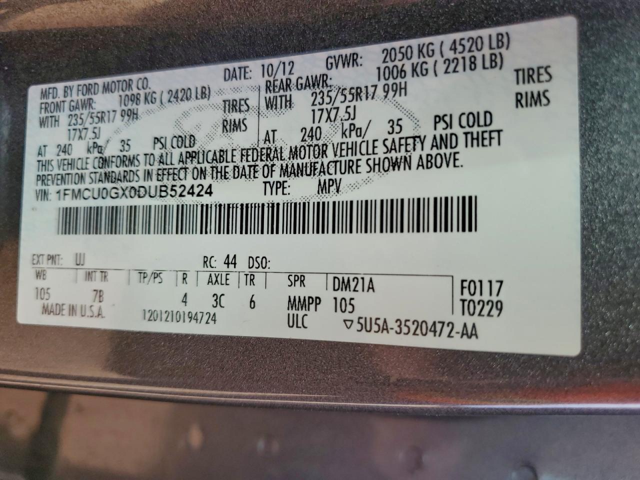 2013 FORD ESCAPE SE photo 37