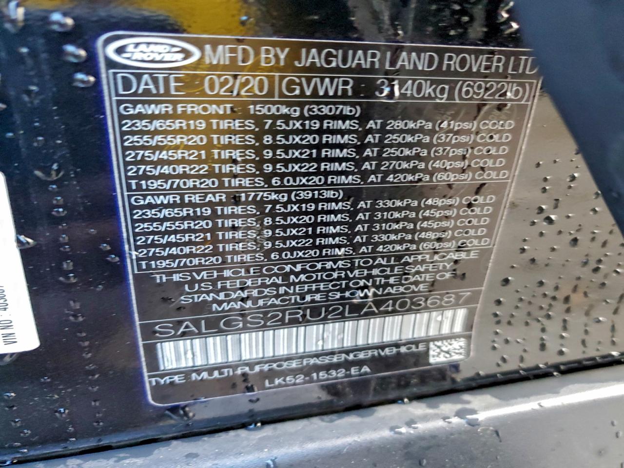 2020 LAND ROVER RANGE ROVER HSE photo 25