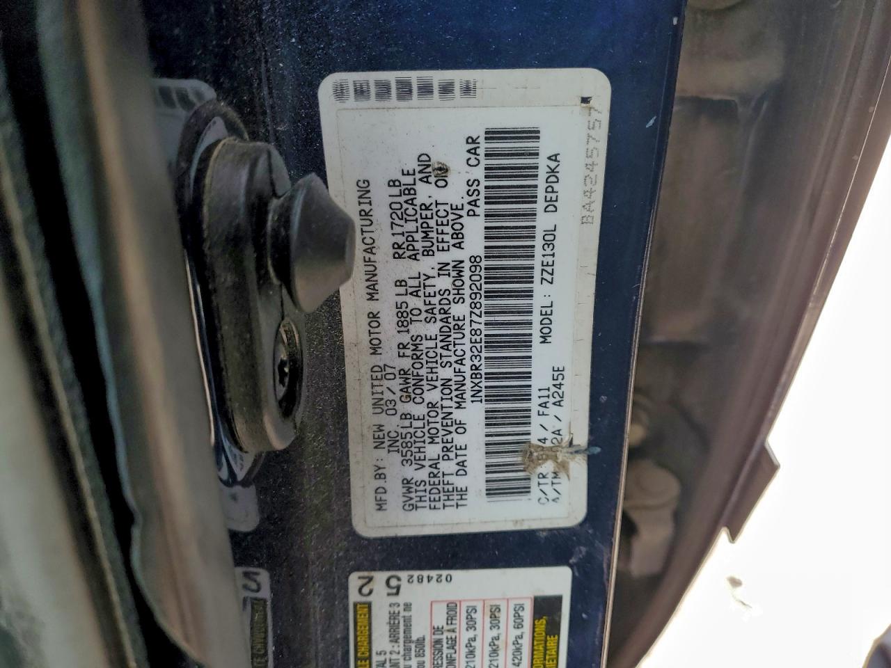 2007 TOYOTA COROLLA CE photo 12