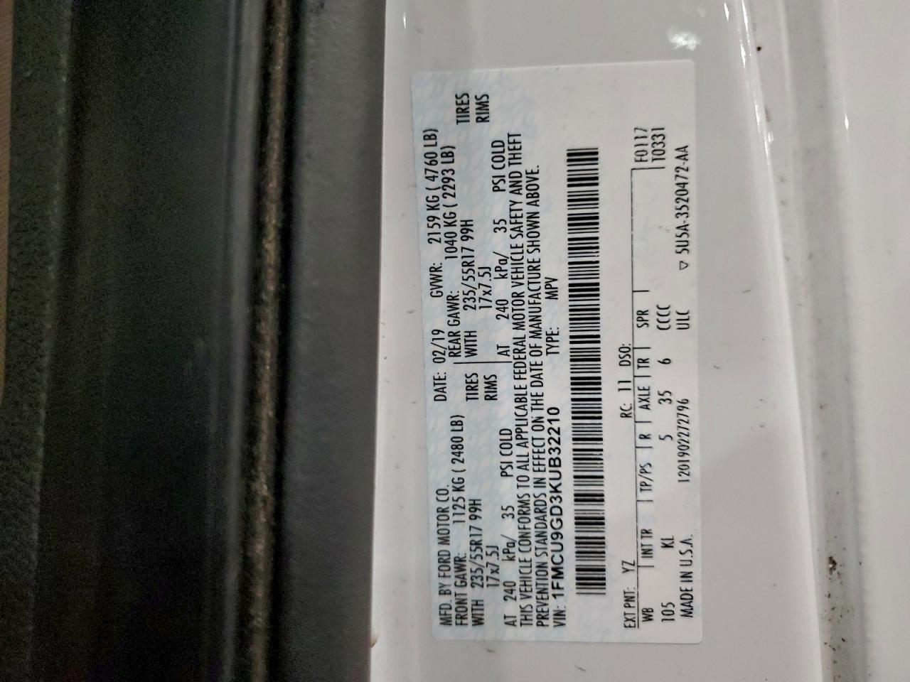 2019 FORD ESCAPE SE photo 13