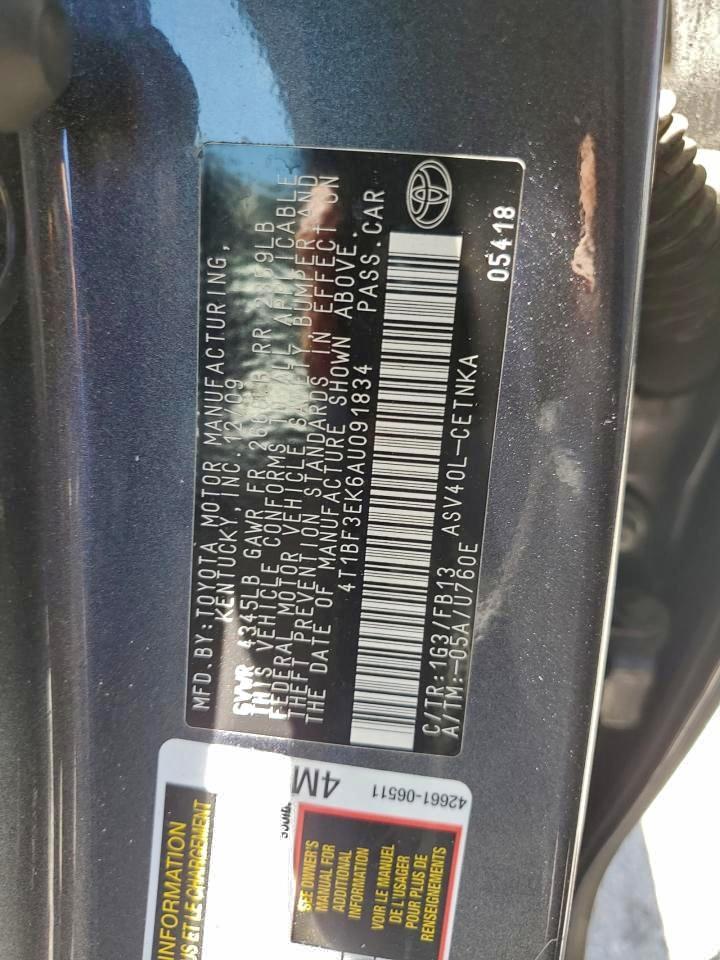 2010 TOYOTA CAMRY BASE photo 12