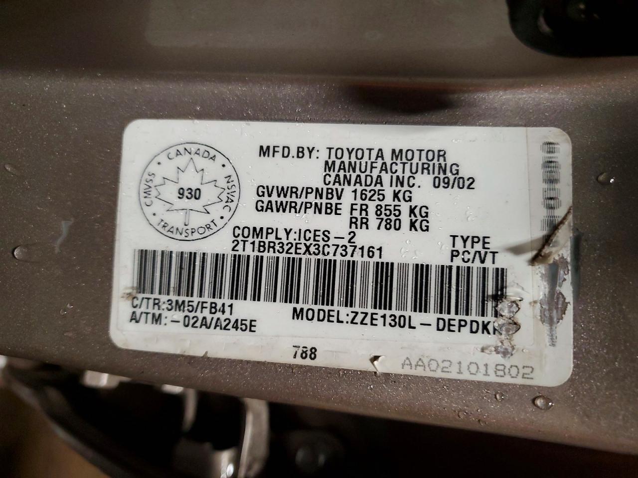 2003 TOYOTA COROLLA CE photo 12