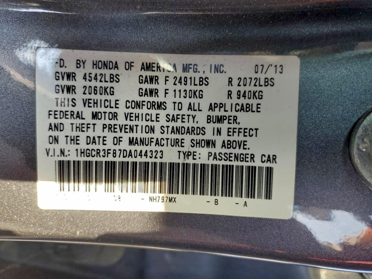 2013 HONDA ACCORD EXL photo 13