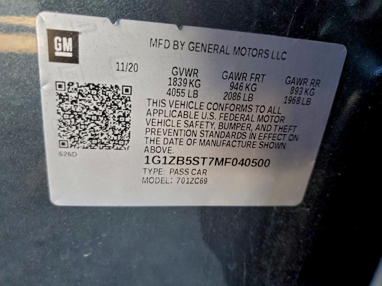 2021 CHEVROLET MALIBU LS photo 12