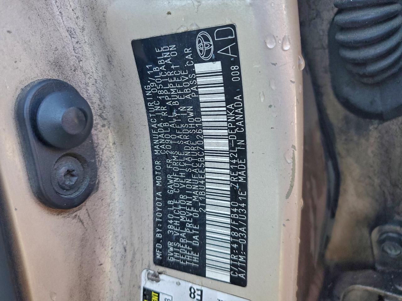 2011 TOYOTA COROLLA BASE photo 12