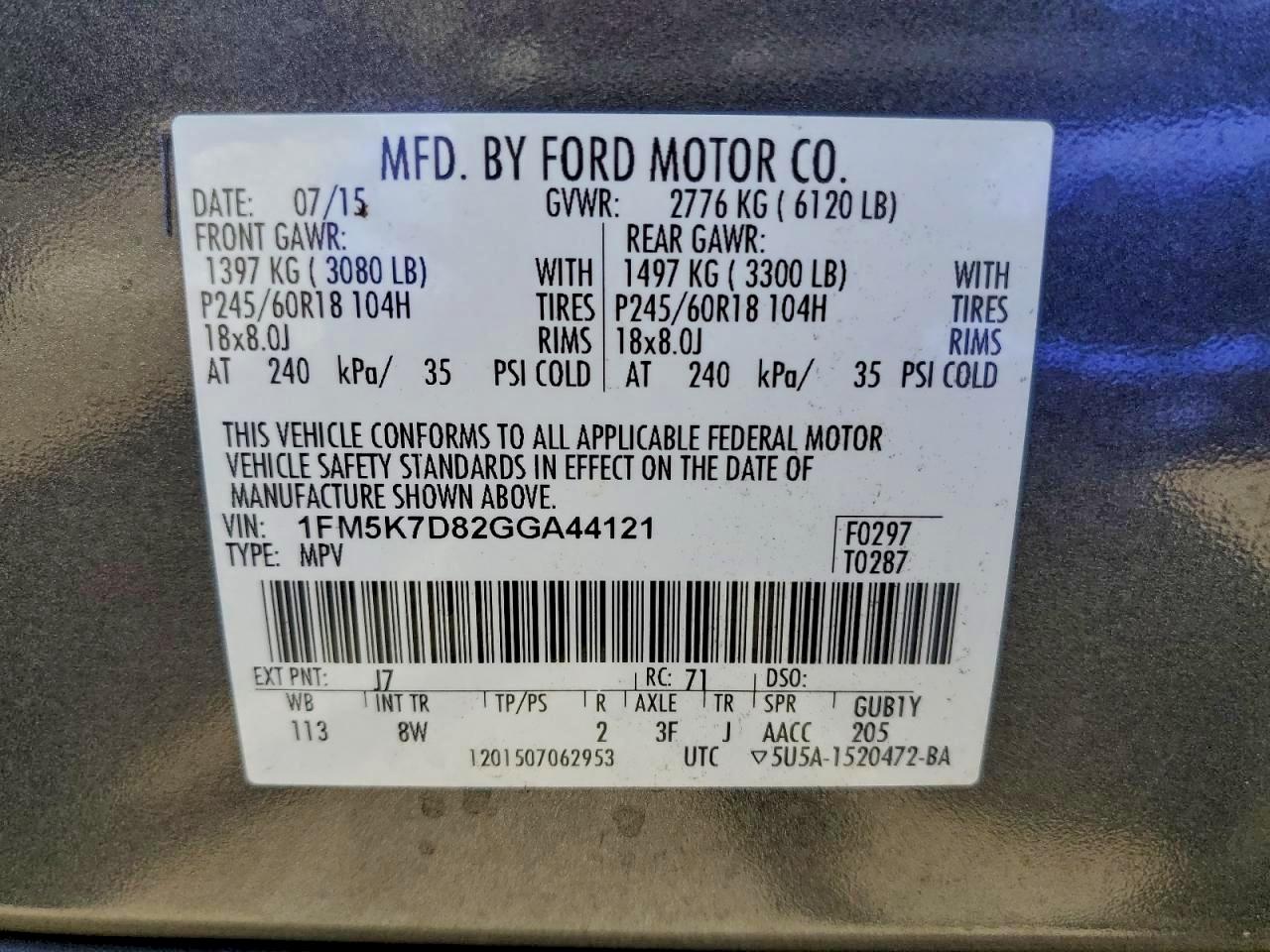 2016 FORD EXPLORER XLT photo 13
