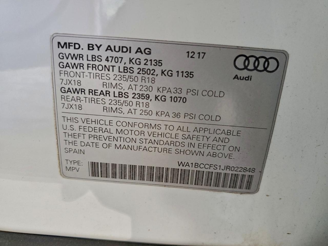 2018 AUDI Q3 PREMIUM photo 12