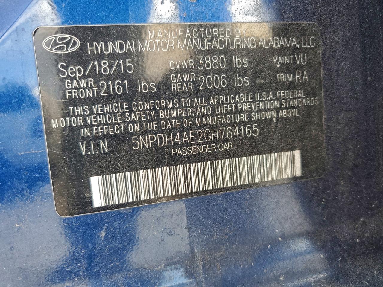 2016 HYUNDAI ELANTRA SE photo 12
