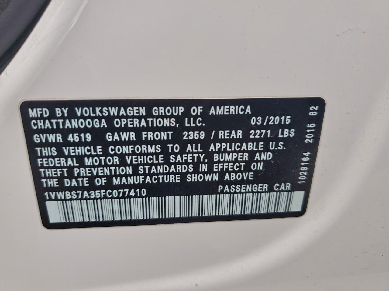 2015 VOLKSWAGEN PASSAT SE photo 13