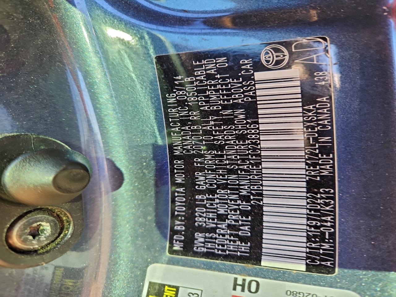 2015 TOYOTA COROLLA L photo 12