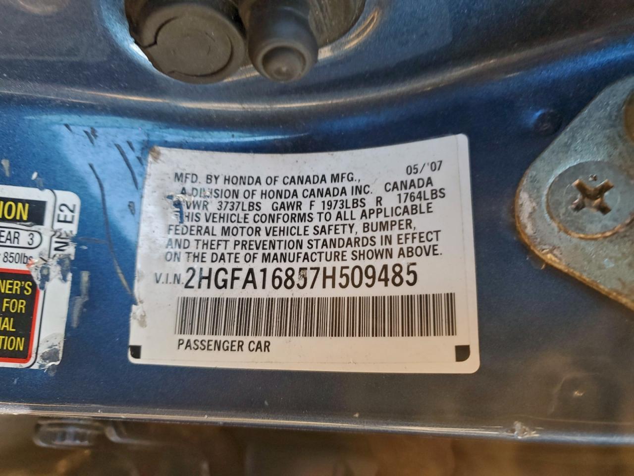 2007 HONDA CIVIC EX photo 12