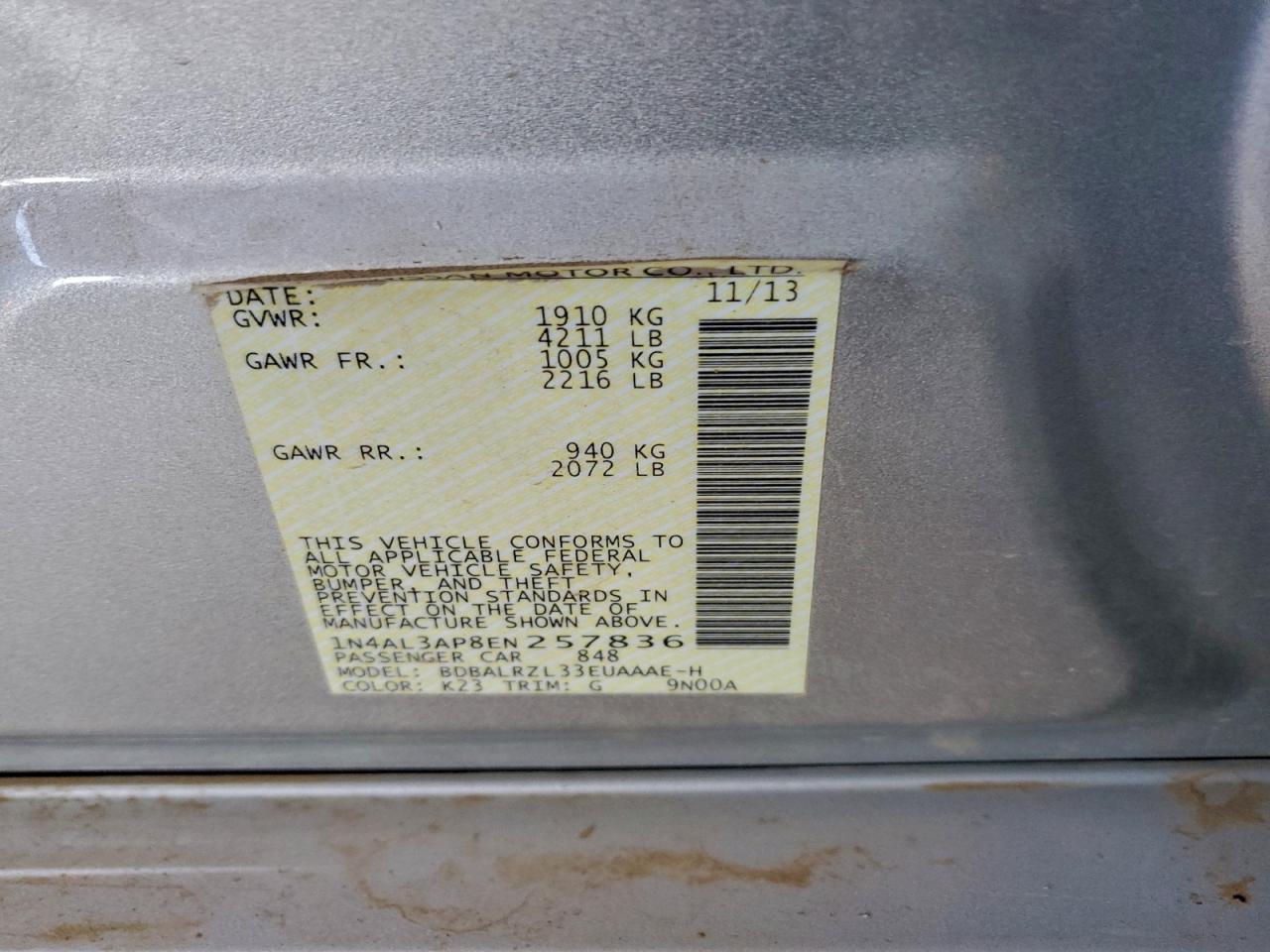 2014 NISSAN ALTIMA 2.5 photo 12