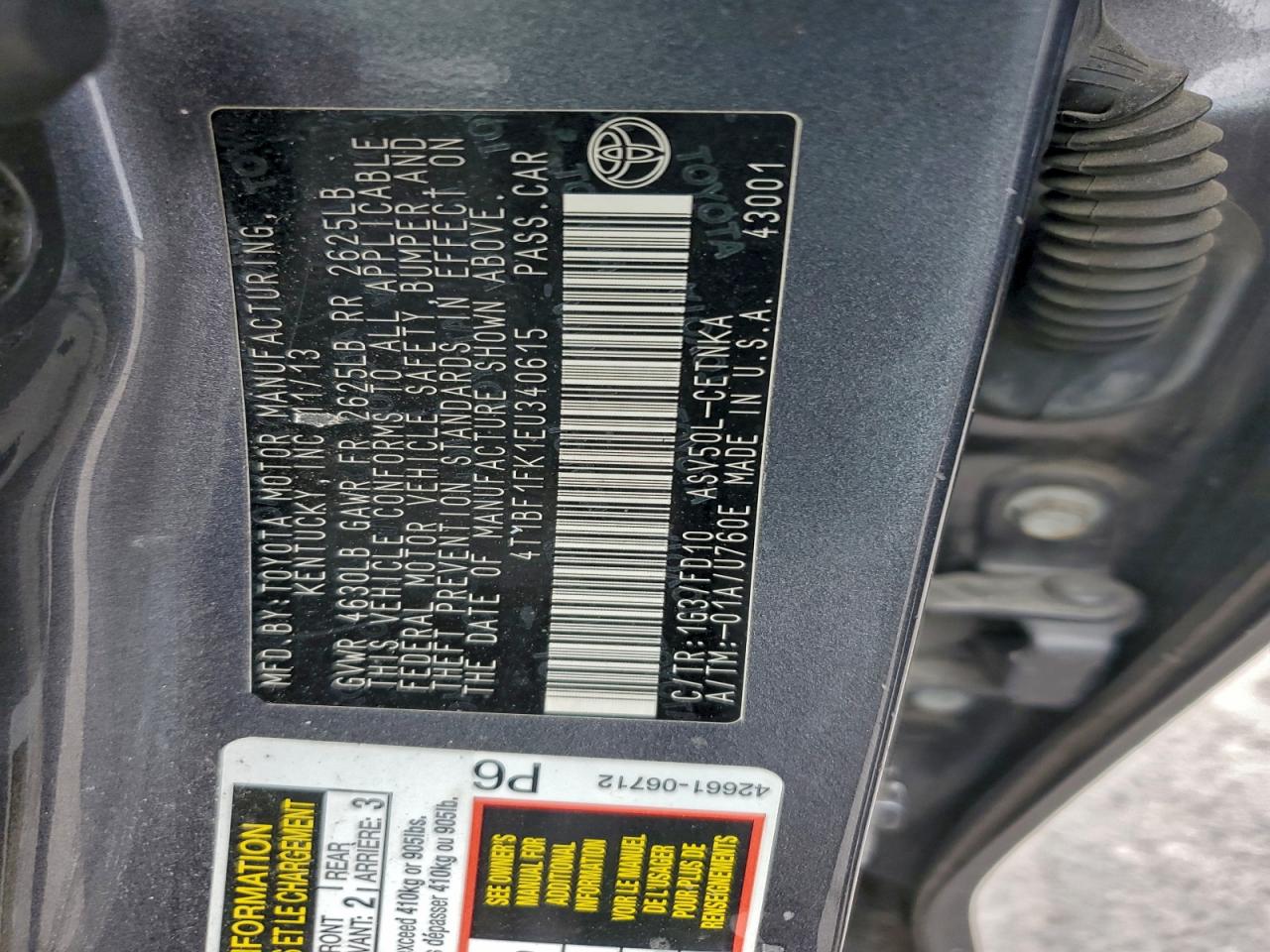 2014 TOYOTA CAMRY L photo 12