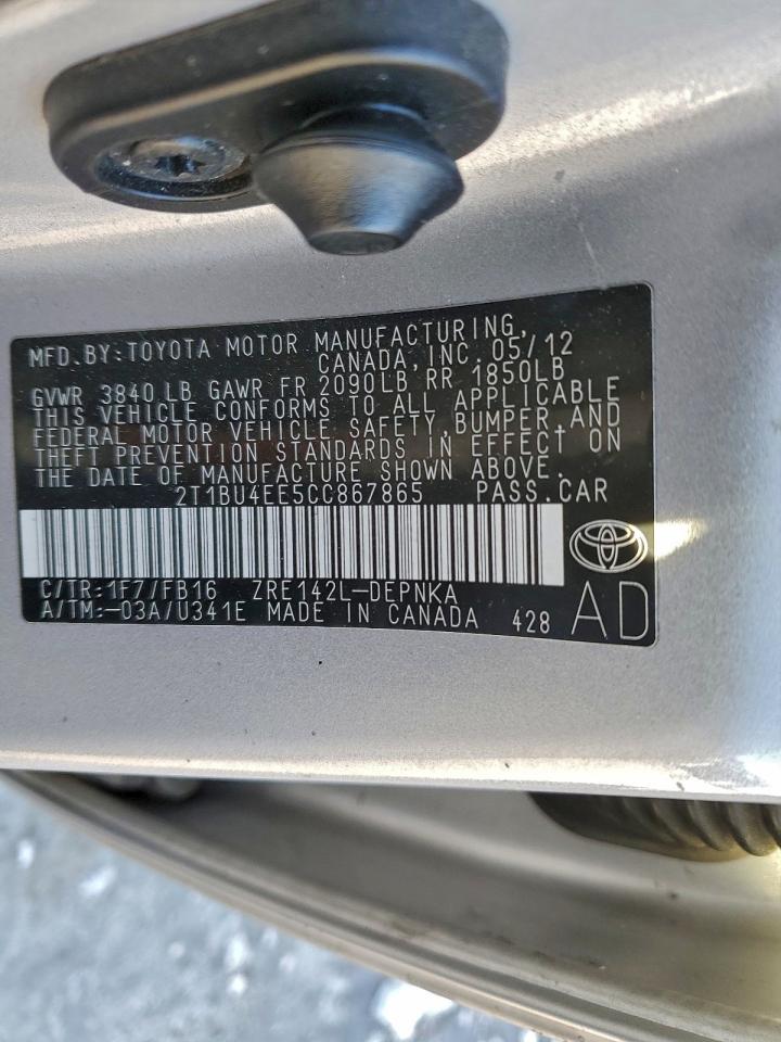 2012 TOYOTA COROLLA BASE photo 12