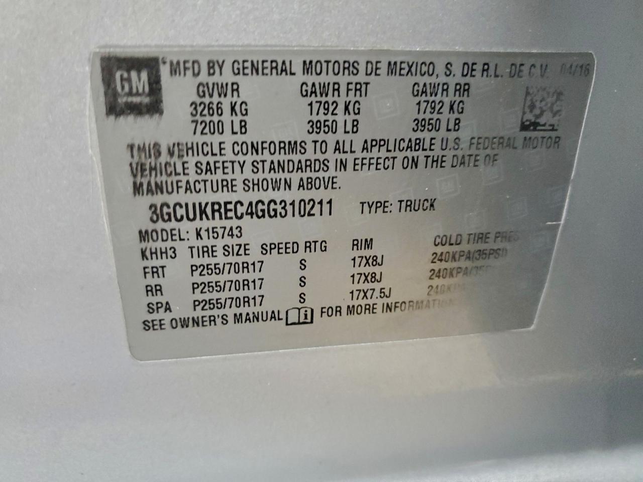 2016 CHEVROLET SILVERADO K1500 LT photo 12