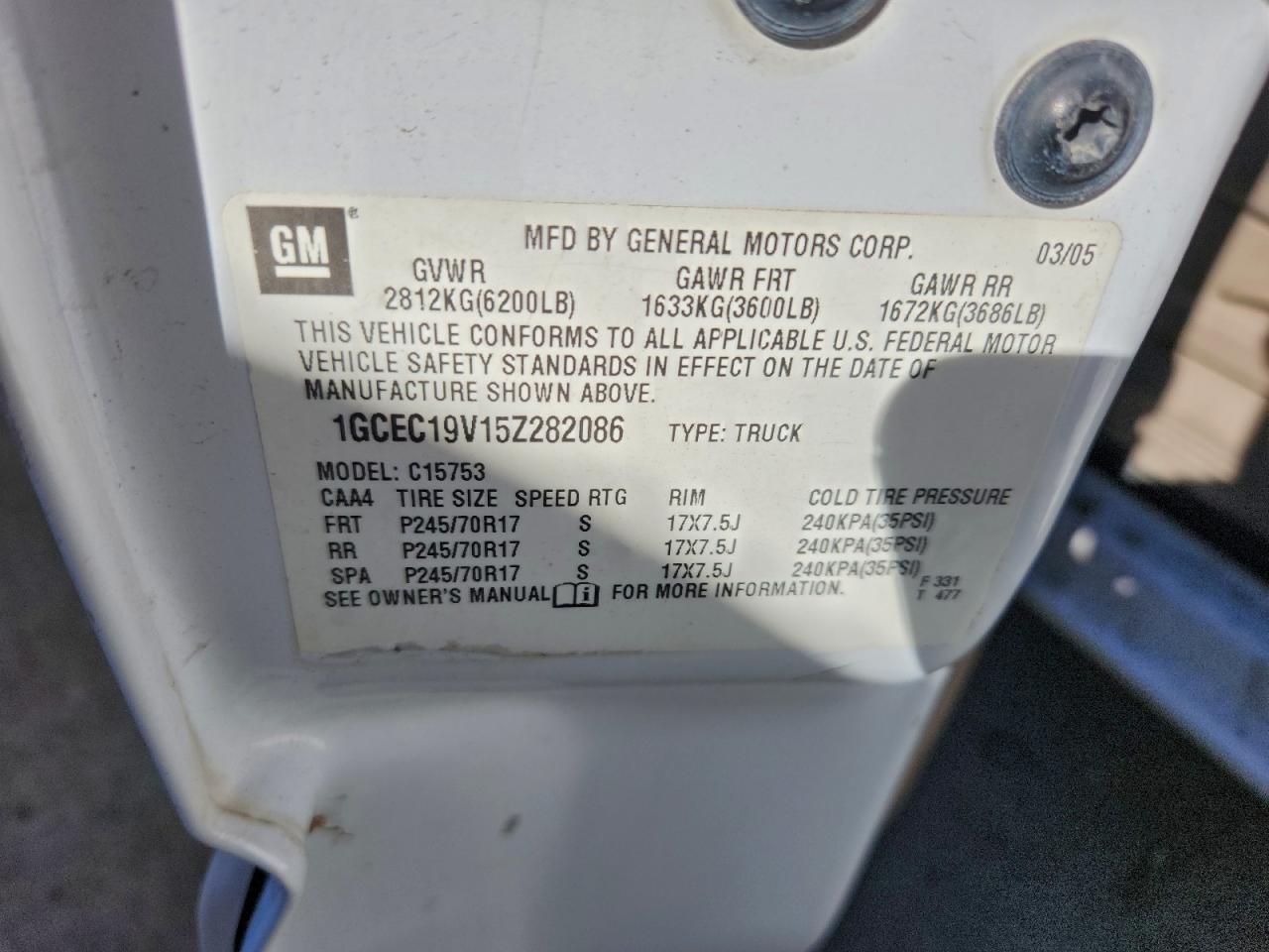 2005 CHEVROLET SILVERADO C1500 photo 12