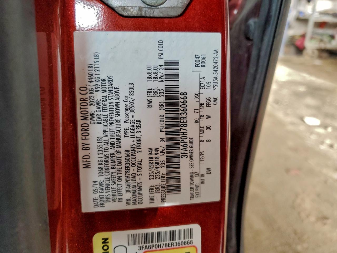 2014 FORD FUSION SE photo 12