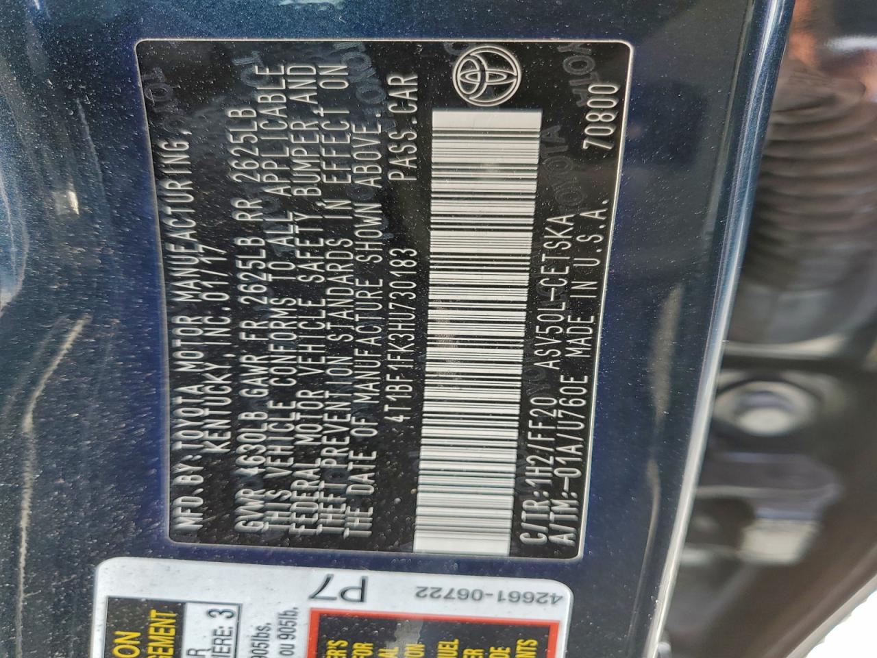 2017 TOYOTA CAMRY SE photo 13