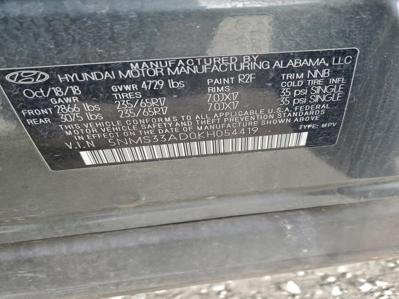 2019 HYUNDAI SANTA FE SEL photo 13