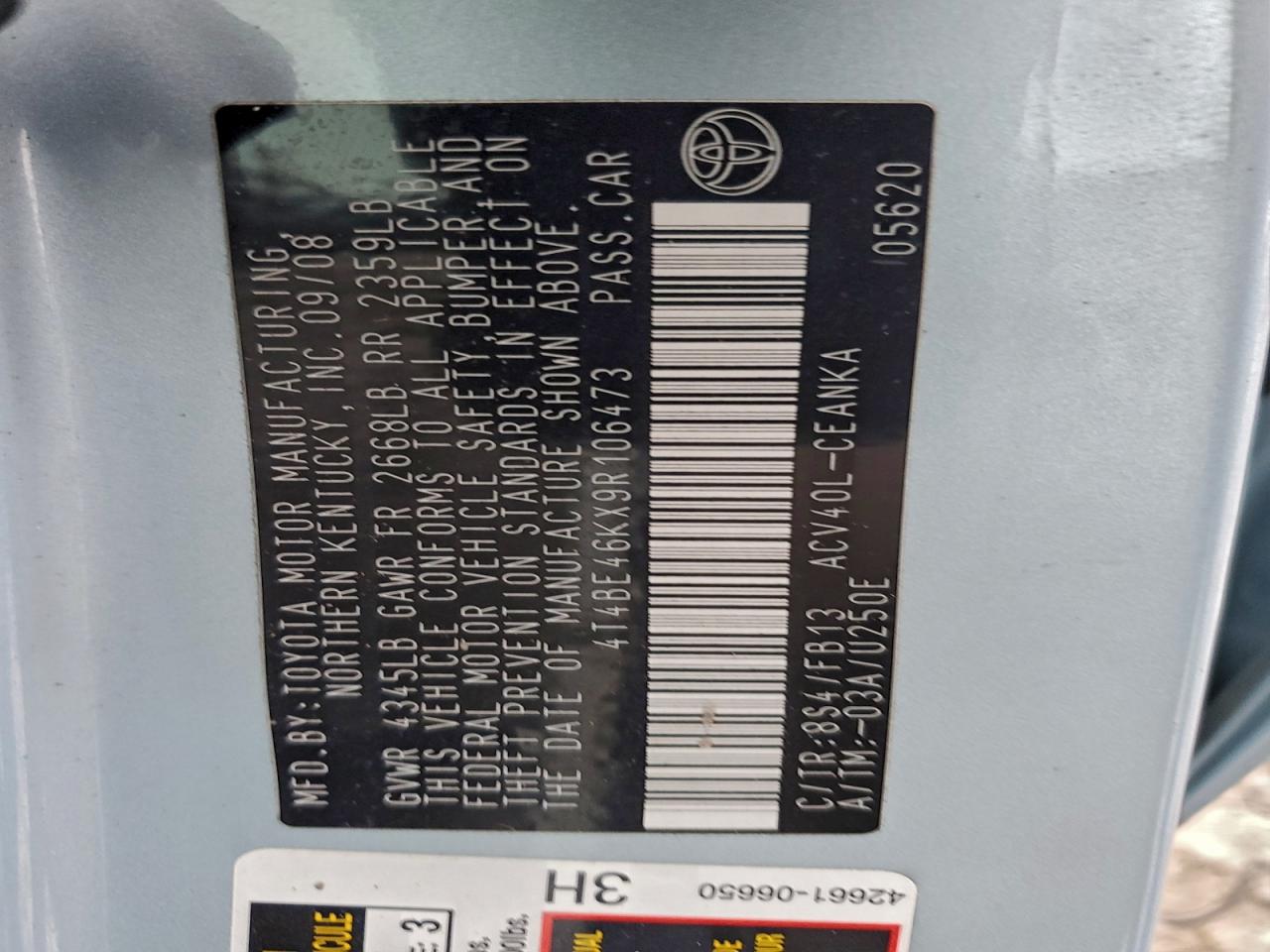 2009 TOYOTA CAMRY BASE photo 12