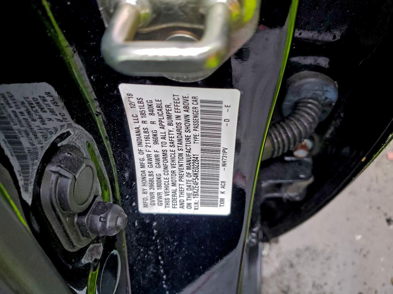 2019 HONDA INSIGHT EX photo 12