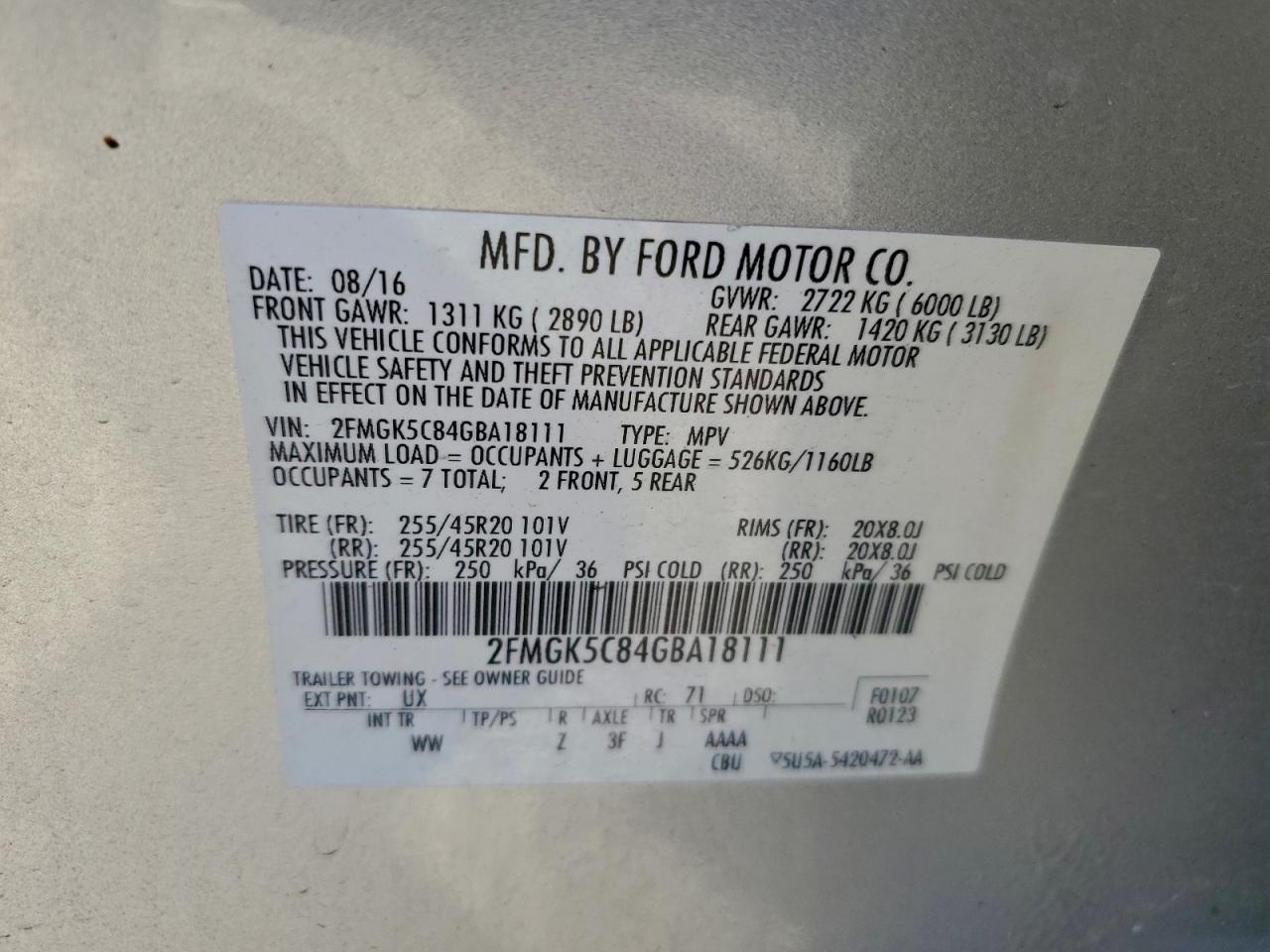 2016 FORD FLEX SEL photo 12