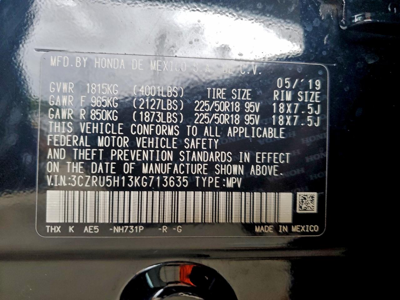2019 HONDA HR-V SPORT photo 13