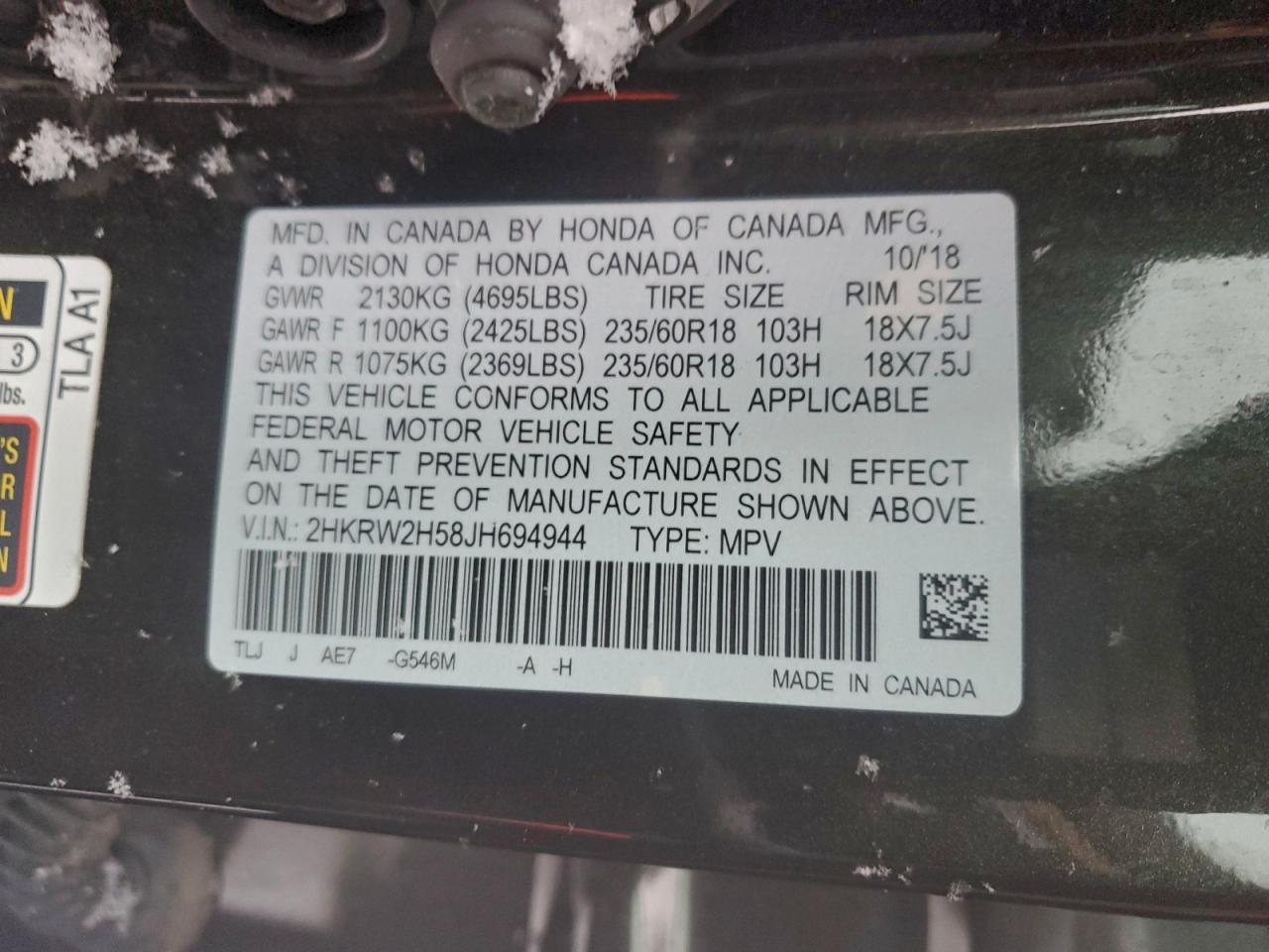 2018 HONDA CR-V EX photo 13