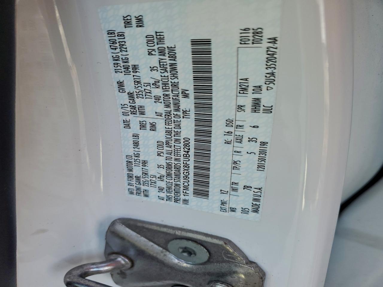 2015 FORD ESCAPE SE photo 14