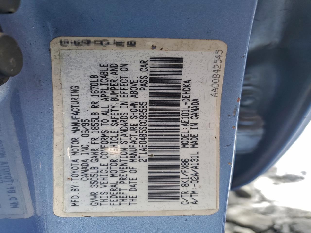 1995 TOYOTA COROLLA photo 12