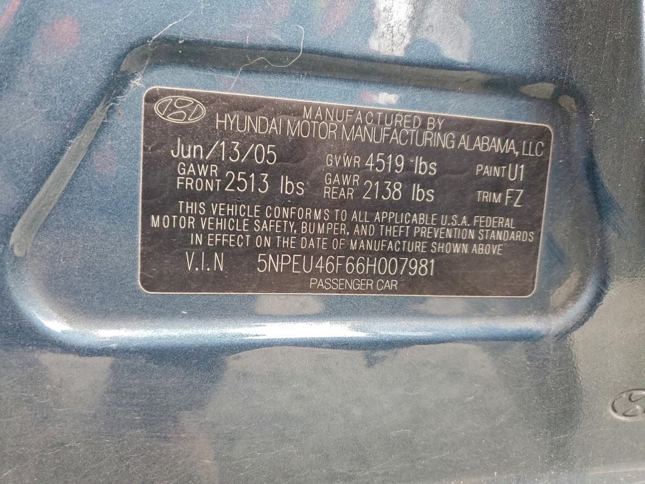 2006 HYUNDAI SONATA GLS photo 12