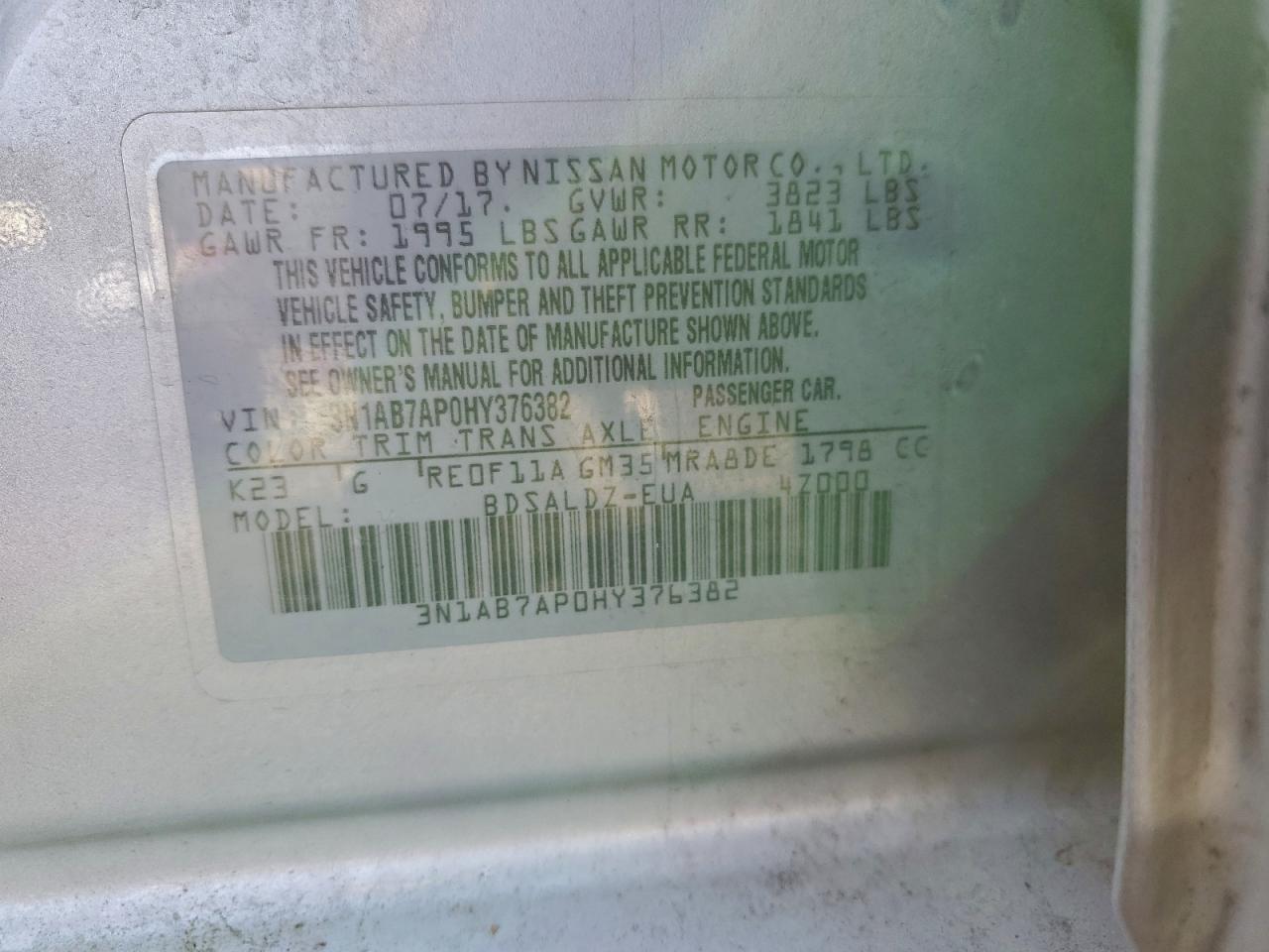 2017 NISSAN SENTRA S photo 12