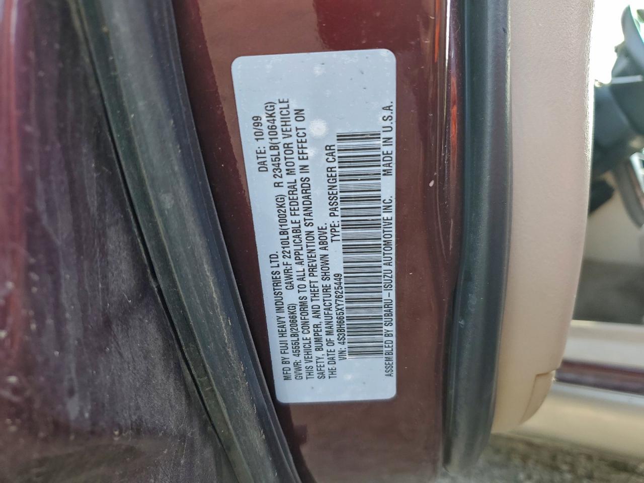 2000 SUBARU LEGACY OUTBACK photo 12