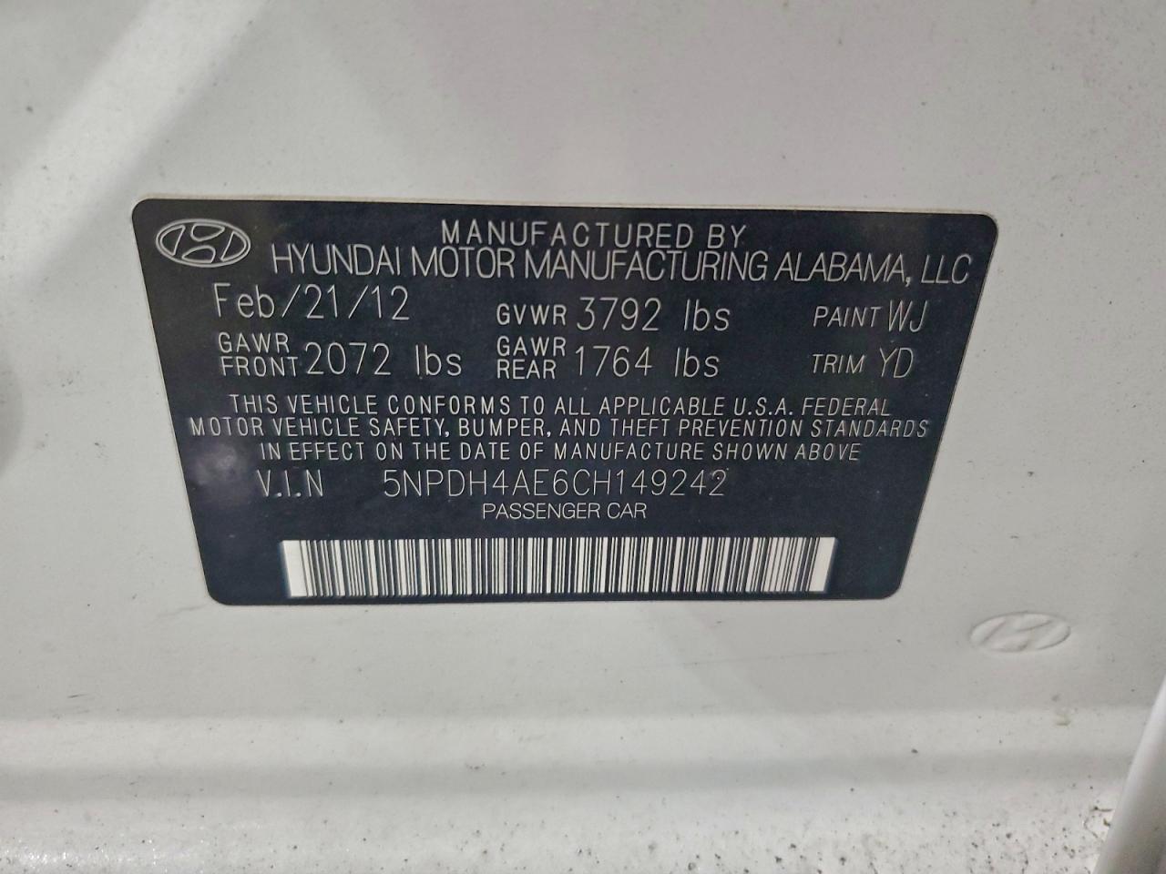 2012 HYUNDAI ELANTRA GLS photo 12