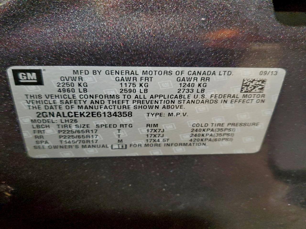 2014 CHEVROLET EQUINOX LT photo 14
