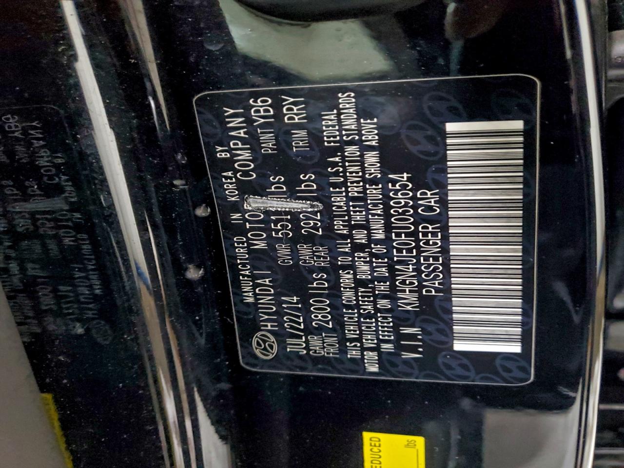 2015 HYUNDAI GENESIS 3.8L photo 13