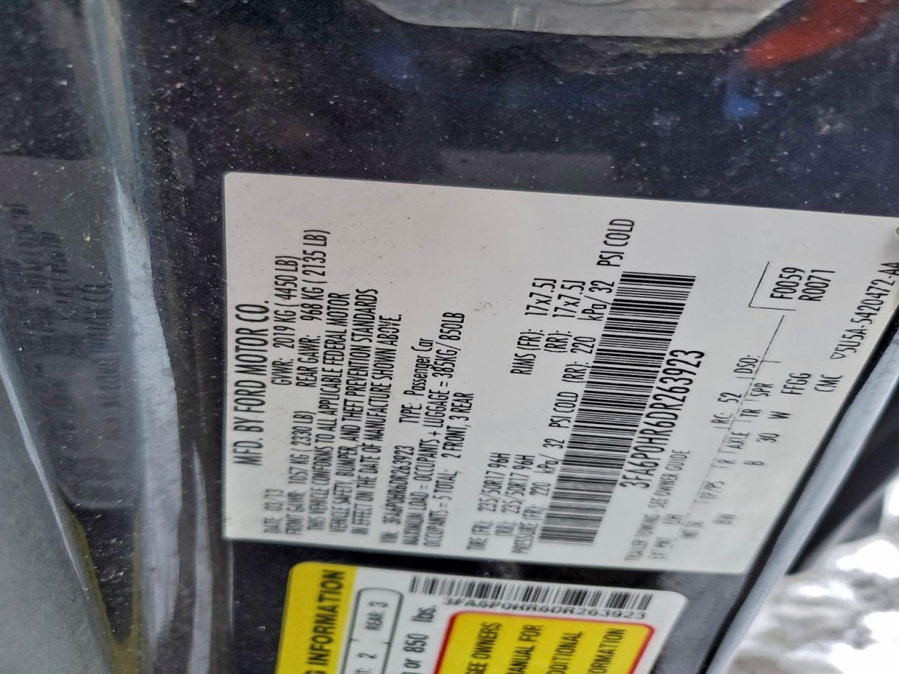 2013 FORD FUSION SE photo 12