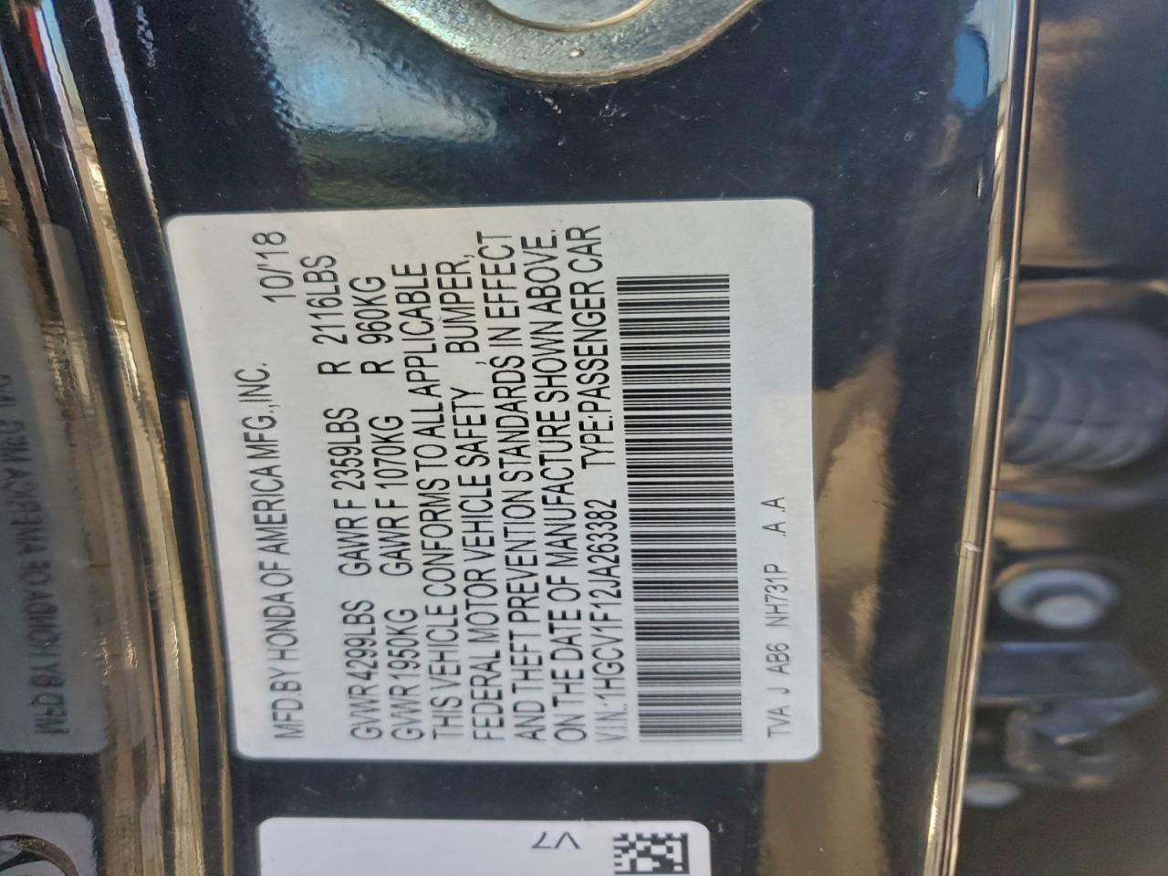 2018 HONDA ACCORD LX photo 23