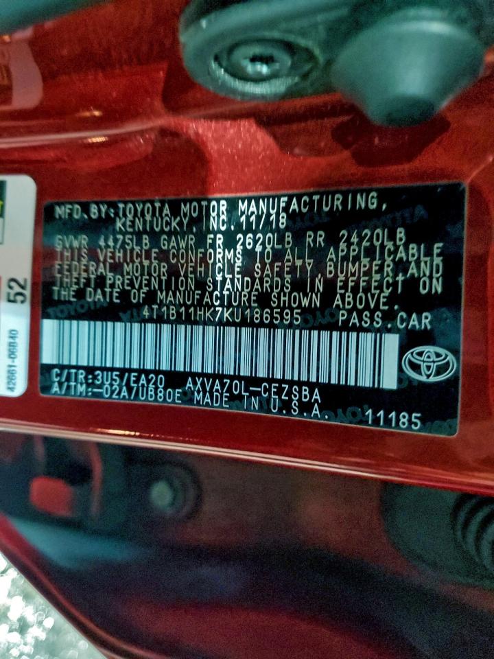 2019 TOYOTA CAMRY L photo 12
