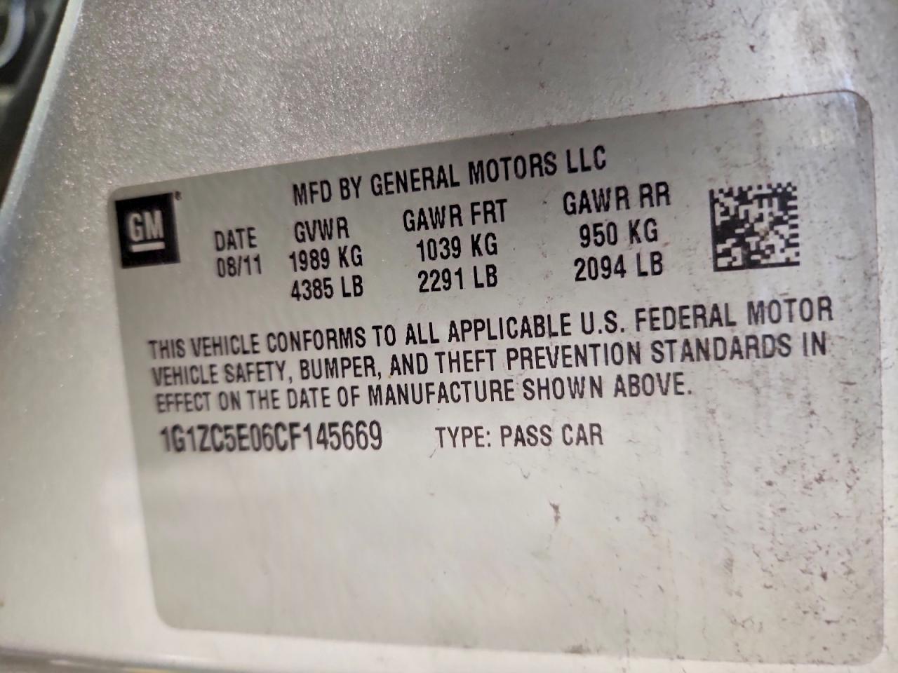 2012 CHEVROLET MALIBU 1LT photo 13