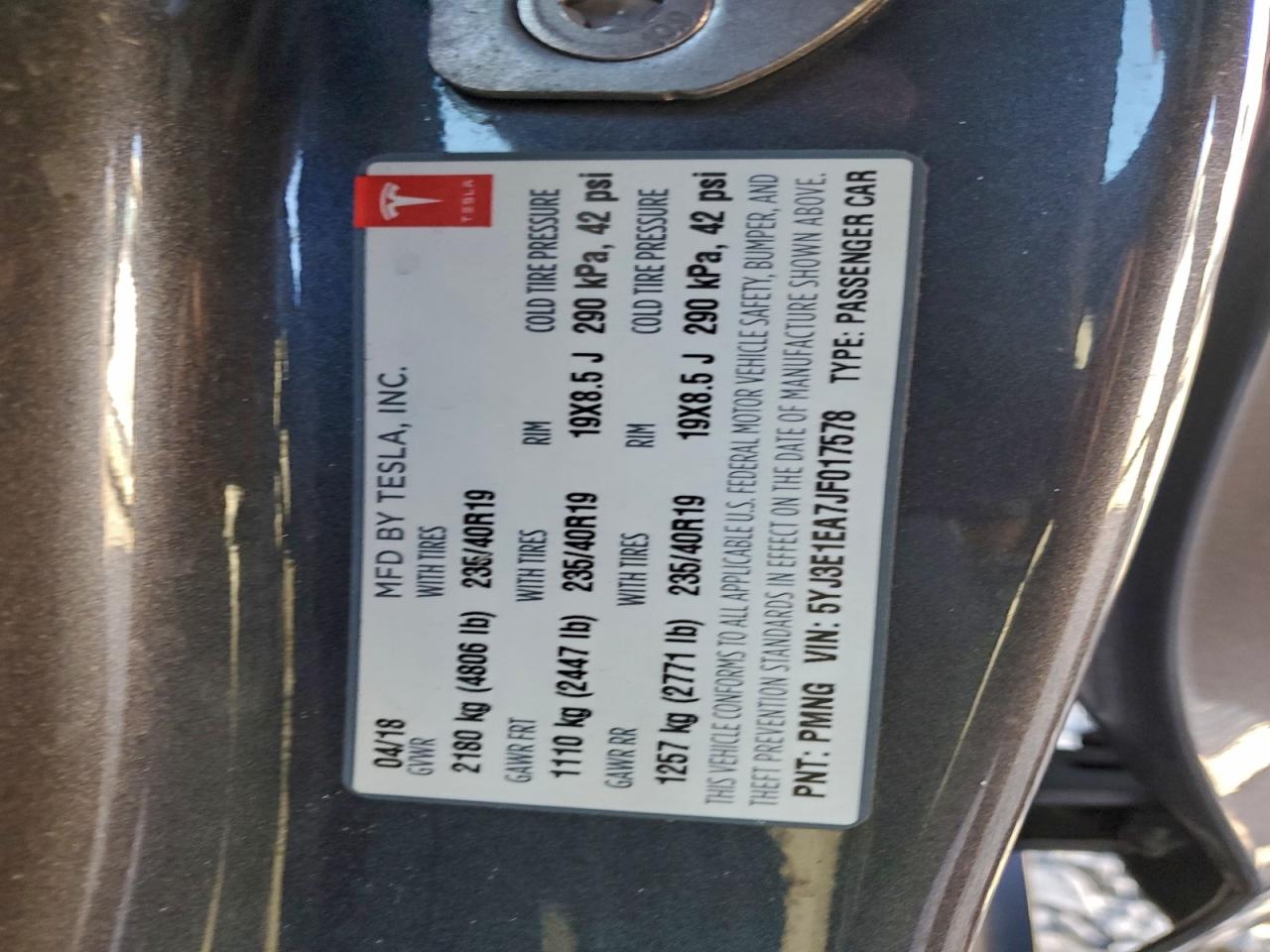 2018 TESLA MODEL 3 photo 13