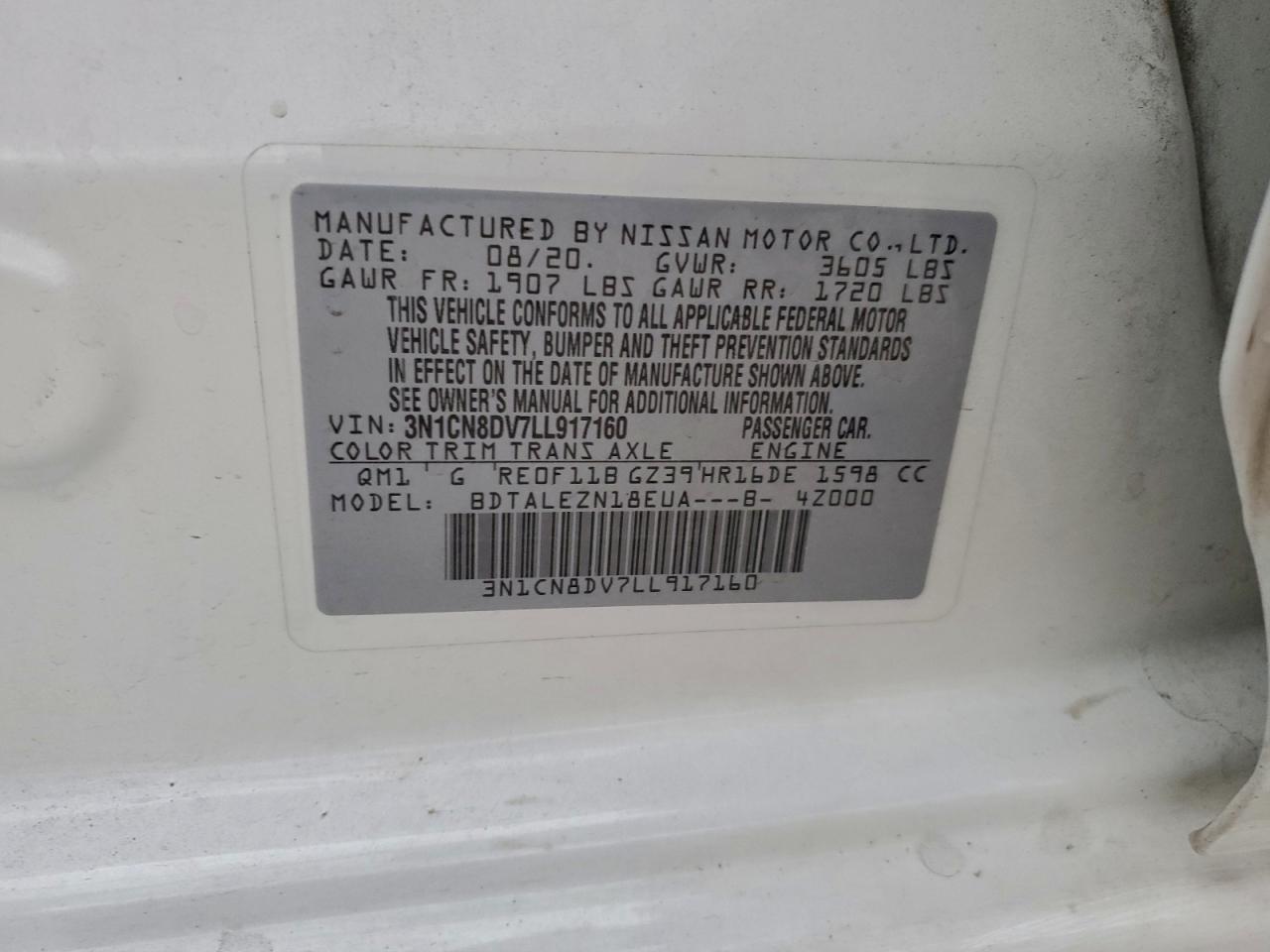 2020 NISSAN VERSA S photo 12