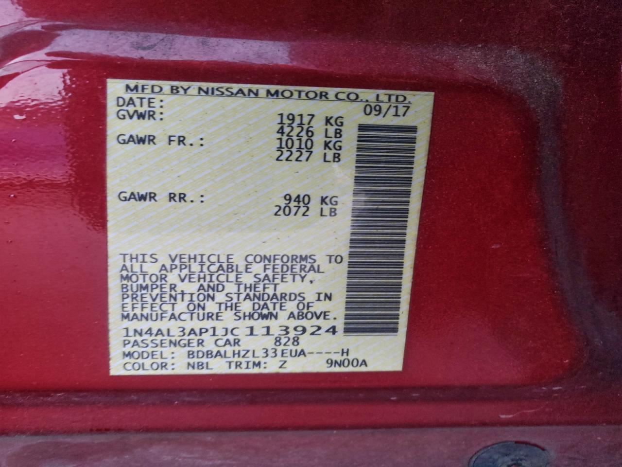 2018 NISSAN ALTIMA 2.5 photo 12
