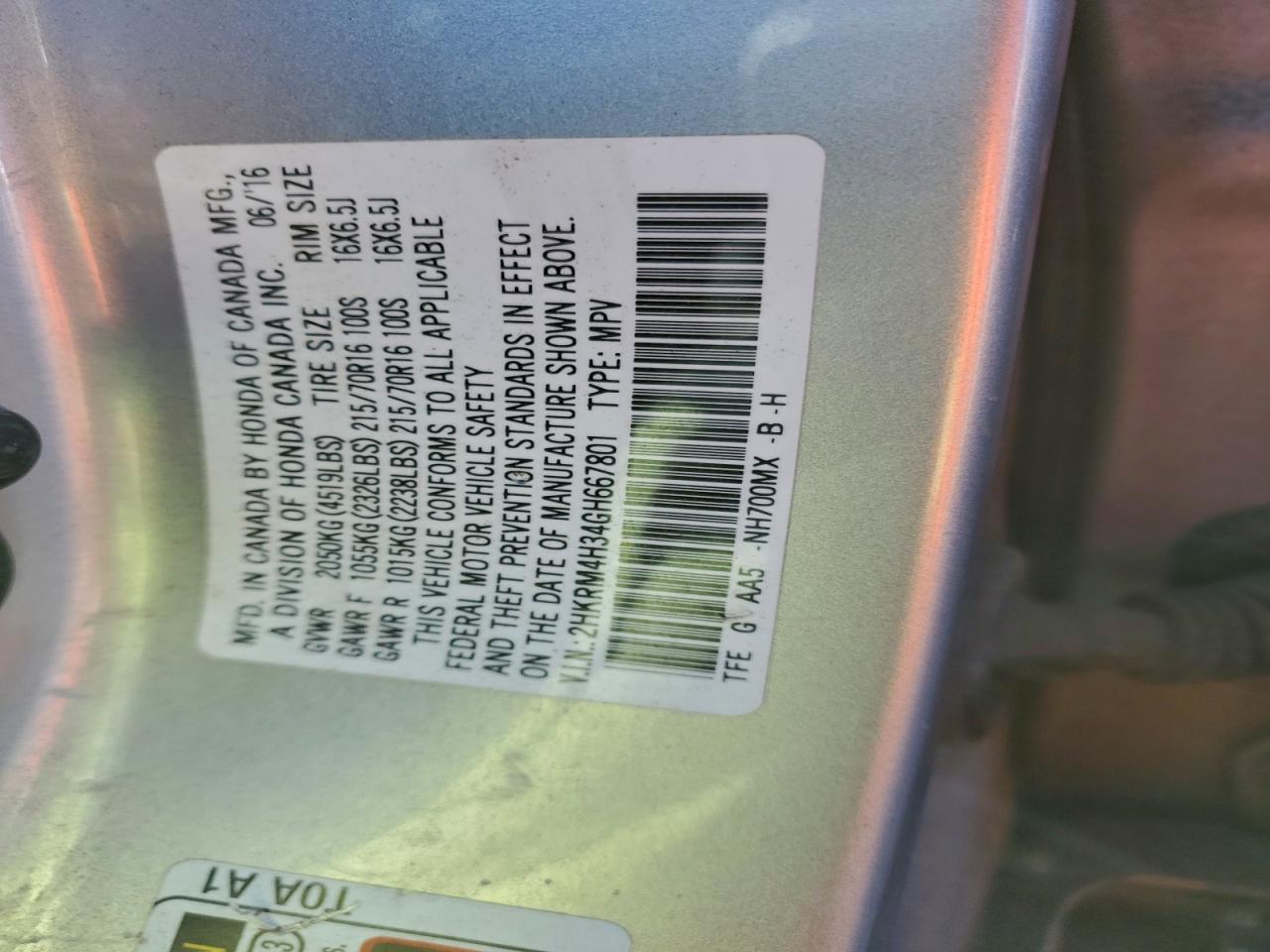 2016 HONDA CR-V LX photo 13