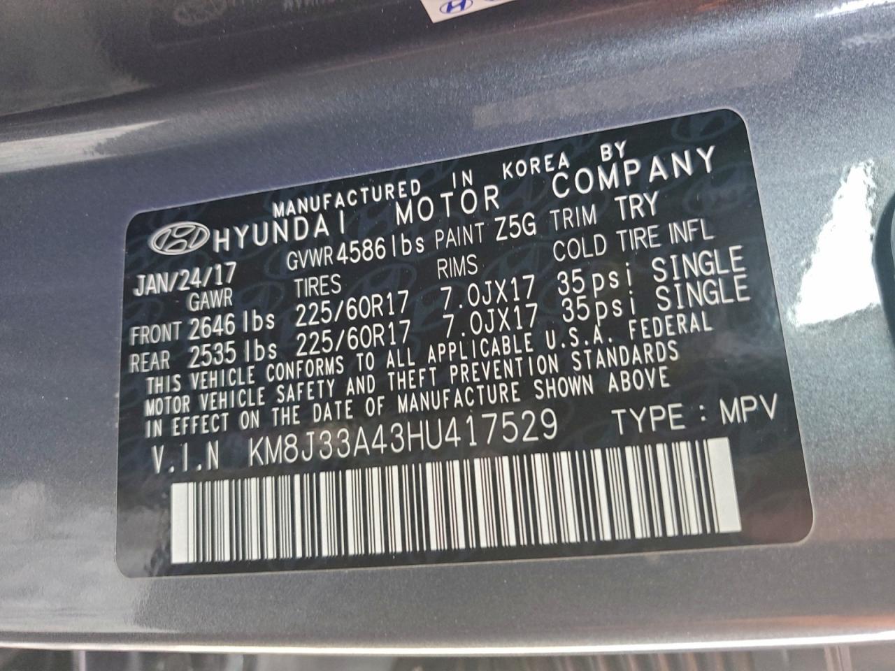 2017 HYUNDAI TUCSON LIMITED photo 25