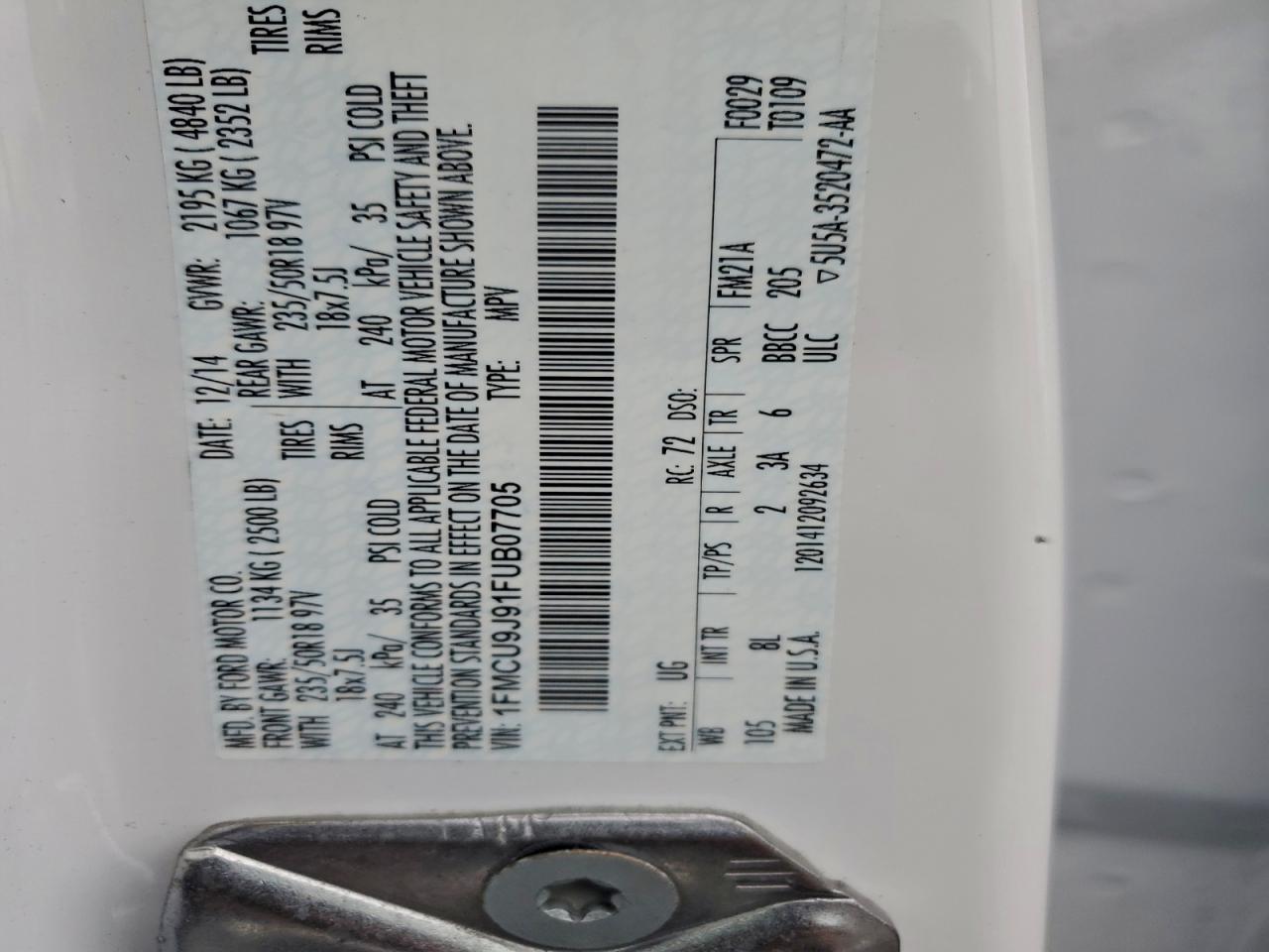 2015 FORD ESCAPE TITANIUM photo 14
