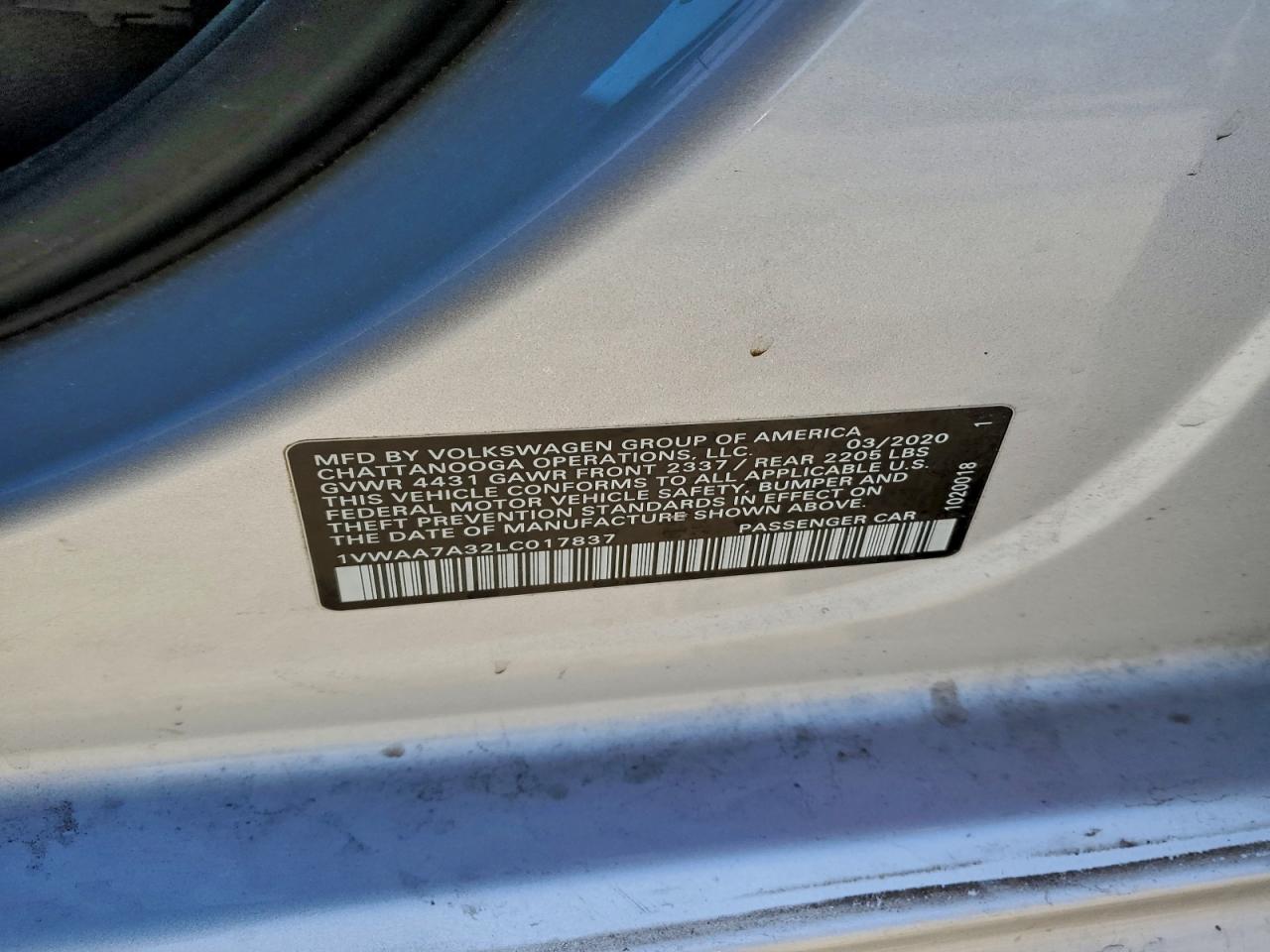 2020 VOLKSWAGEN PASSAT S photo 13