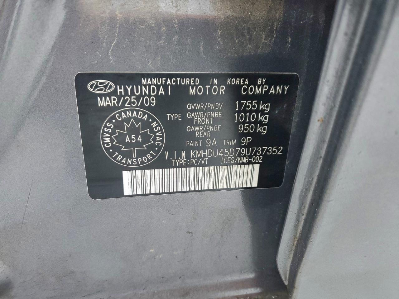 2009 HYUNDAI ELANTRA GLS photo 12